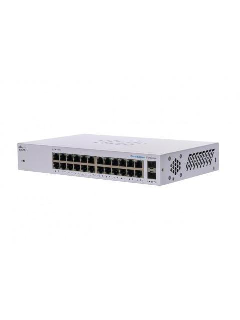 SWITCH CISCO GIGABIT ETHERNET BUSINESS 110 24 PUERTOS 10-100-1000MBPS + 2 PUERTOS SFP 48 GBIT-S 8000 ENTRADAS - NO ADMINISTRABLE