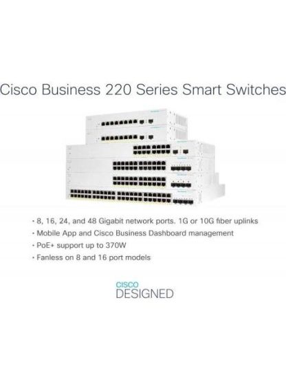SWITCH CISCO GIGABIT ETHERNET BUSINESS CBS220 48 PUERTOS 10-100-1000MBPS + 4 PUERTOS SFP 104 GBIT-S 8192 ENTRADAS - ADMINISTRABLE - Image 3