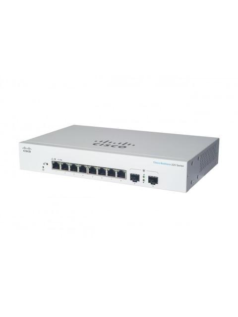 SWITCH CISCO GIGABIT ETHERNET BUSINESS CBS220 8 PUERTOS POE 10-100-1000 + 2 PUERTOS SFP FULL POE 130W 20 GBIT-S 8.192 ENTRADAS - ADMINISTRABLE