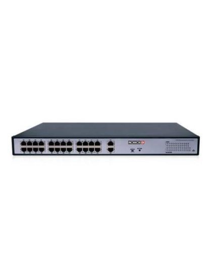 SWITCHPOE 24 PUERTOS 2 PUERTOS UPLINK GIGACOBRE-FIBRA 300W TOTAL HASTA 250MTS FUENTE PODER INTERNA.