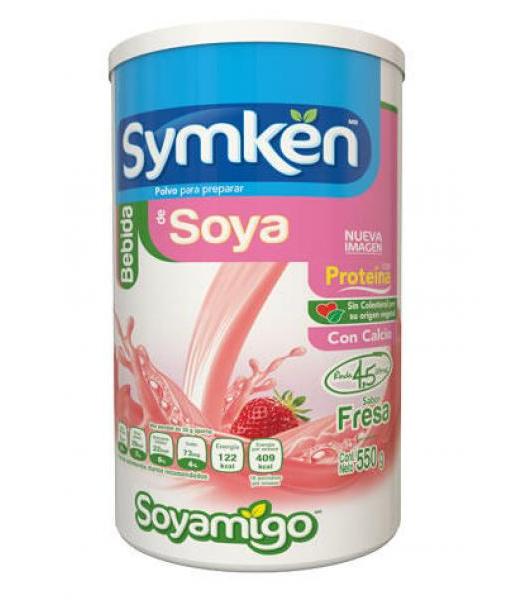 SYMKEN POLVO PARA PREPARAR BEBIDA DE SOYA BOTE SABOR FRESA 550G SOYAMIGO