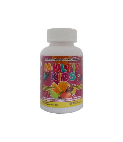 TBS. MULTIV KIDS MASTICABLES SABOR TUTIFRUTI CON VITAMINAS Y MINE MIEL SALUD Y VIDA