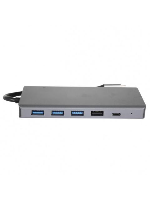 TECHZONE DOCKING STATION SILVERY HUB1 4X USB 2X HDMI 1X VGA 1X RJ-45 1X 3.5MM 2X USB-C 1X SD 1X MICROSD GRIS - Image 3