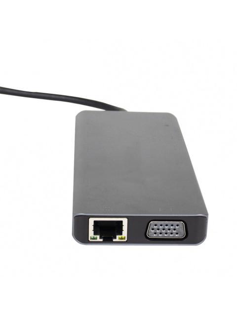 TECHZONE DOCKING STATION SILVERY HUB1 4X USB 2X HDMI 1X VGA 1X RJ-45 1X 3.5MM 2X USB-C 1X SD 1X MICROSD GRIS - Image 4