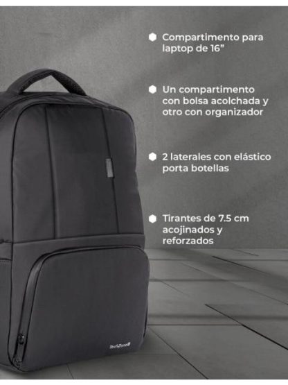 TECHZONE MOCHILA DE POLIESTER WANTED PARA LAPTOP 15.6 NEGRO - Image 5