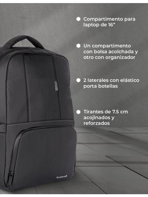 TECHZONE MOCHILA DE POLIESTER WANTED PARA LAPTOP 15.6 NEGRO - Image 5