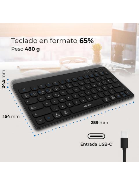 TECLADO ACTECK INSPIRE TREK TI737 65% INALAMBRICO RF INALAMBRICO-BLUETOOTH NEGRO ESPANOL - Image 4