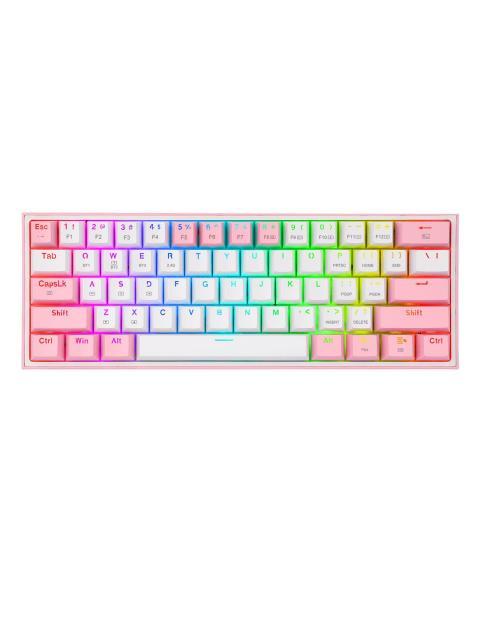 TECLADO MECANICO REDRAGON FIZZ PRO WHITE-PINK BLANCO Y ROSA