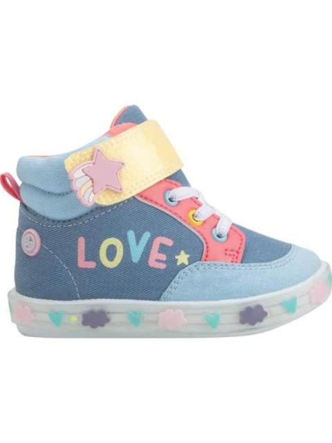 TENIS URBANO CASUAL BOTA CONTACTEL LUCES ESTRELLA AZUL MEZCLILLA BUBBLE GUMMERS