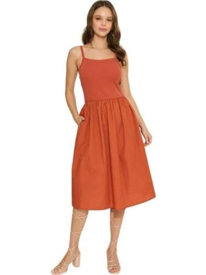 VESTIDO LARGO CON COPAS NARANJA HOLLY LAND