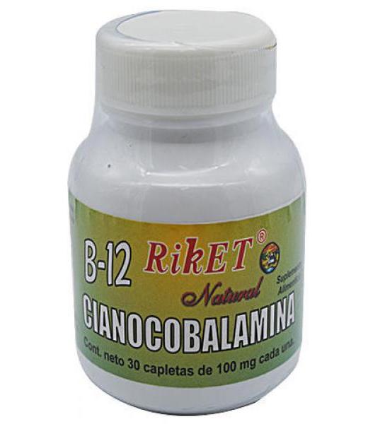 VITAMINA B12 CIANOCOBALAMINA 100 MG 30 CAP RIKET NATURAL