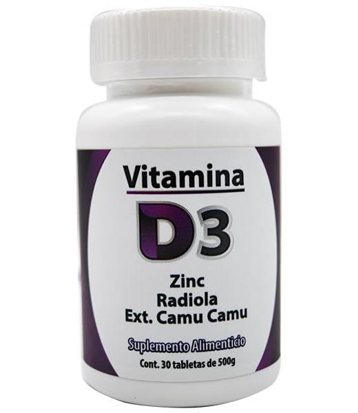 VITAMINA D3 Y ZINC 500 MG 30 TAB DOS MUNDOS