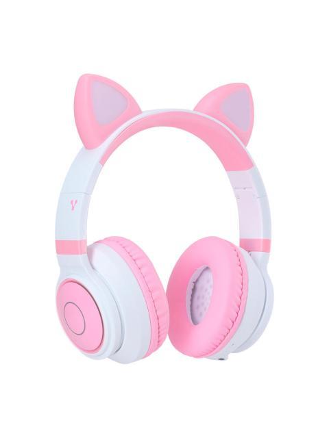VORAGO AUDIFONOS CON MICROFONO RGB HPB-300-K BLUETOOTH-3.5M INALAMBRICO ROSA-BLANCO - Image 4