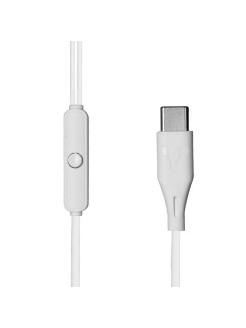 VORAGO AUDIFONOS INTRAURICULARES CON MICROFONO EP-306-WH ALAMBRICO 1.2 METROS USB-C BLANCO - Image 5