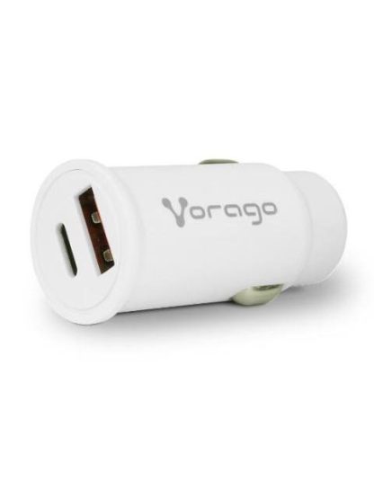 VORAGO CARGADOR PARA AUTO AU-305 20W 1X USB-C-1X USB-A BLANCO