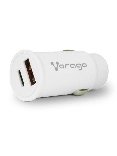 VORAGO CARGADOR PARA AUTO AU-305 20W 1X USB-C-1X USB-A BLANCO