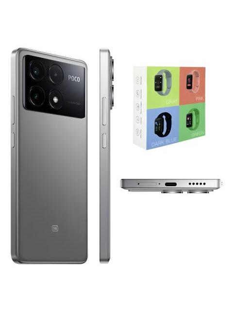XIAOMI POCO X6 PRO 5G DUAL 512GB 12RAM GRAY + WATCH SMART MACARON