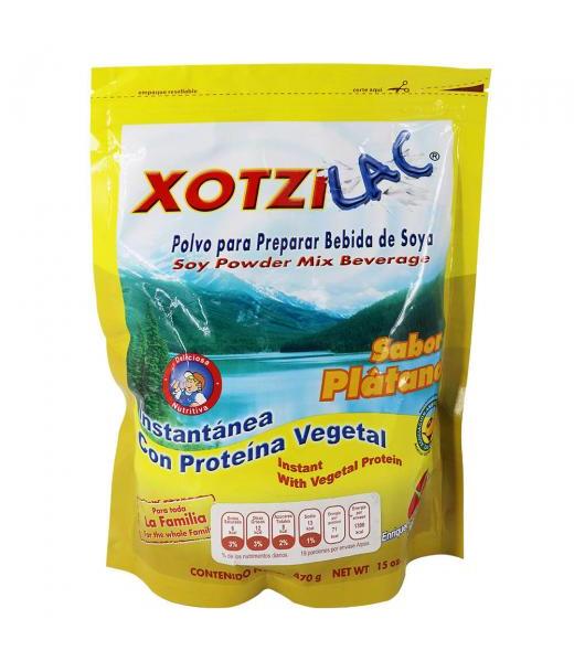 XOTZILAC PLATANO 470 GR. POLVO PARA PREPARAR BEBIDA DE SOYA FIBRA XOTZIL