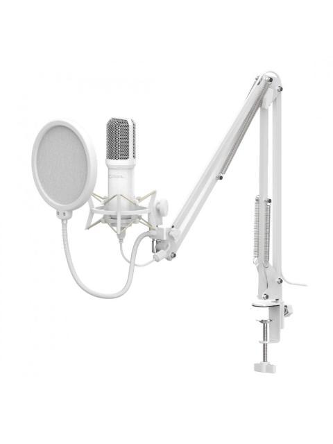 XZEAL KIT MICROFONO XZ-260 ALAMBRICO USB BLANCO - INCLUYE SOPORTE DE BRAZO Y FILTRO ANTI-POP