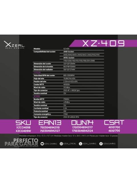 XZEAL XZ409 ENFRIAMIENTO LIQUIDO PARA CPU 1X 120MM 800 - 2200RPM - ¡COMPRA Y RECIBE $50 DE SALDO DE REGALO EN TU PROXIMA COMPRA! - Image 7