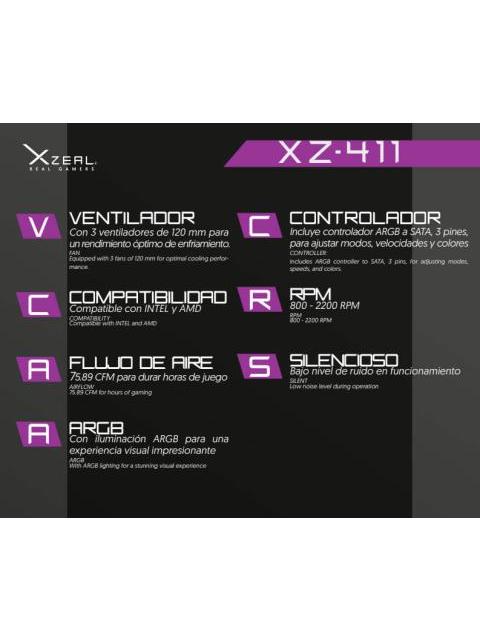 XZEAL XZ411 ENFRIAMIENTO LIQUIDO PARA CPU 3X 120MM 800 - 2200RPM NEGRO - ¡COMPRA Y RECIBE $100 DE SALDO DE REGALO EN TU PROXIMA COMPRA! - Image 8