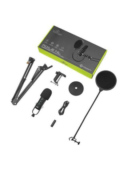 YEYIAN KIT MICROFONO CONDENSADOR YSA-UCHQ-01 ALAMBRICO USB NEGRO - INCLUYE SOPORTE DE BRAZO SOPORTE DE ESCRITORIO FILTRO POP Y CABLE USB A-B - Image 3