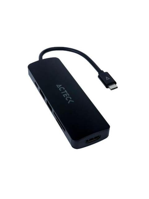 ACTECK HUB USB C 3.2 MACHO - 1X USB A 3.0 1X USB A 2.0 1X SD 1X HDMI NEGRO
