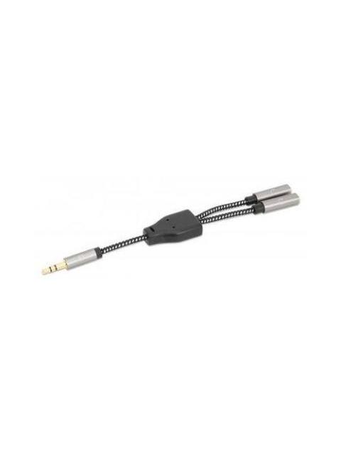 ADAPTADOR DE AUDIO MANHATTAN 3.5MM MACHO - 3.5MM HEMBRA DOBLE ENTRADA 15CM NEGRO - PLATA 356114 - Image 3
