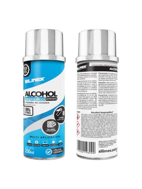 ALCOHOL ISOPROPILICO SILIMEX AEROSOL ENVASE 250 ML - 280GR. AZUL ALCOHOL ISOPROPILICO COMPONENTES ELECTRONICOS