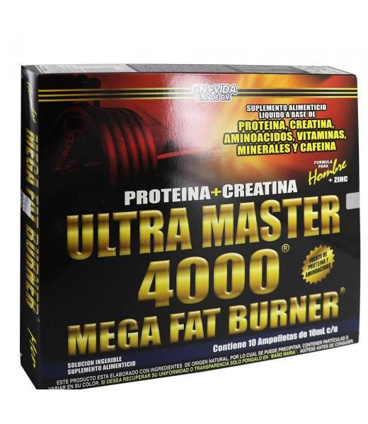 AMP. ULTRA MASTER 4000 HOMBRE C 10 MEGA FAT BURNER PROTEINACREATI GN+VIDA