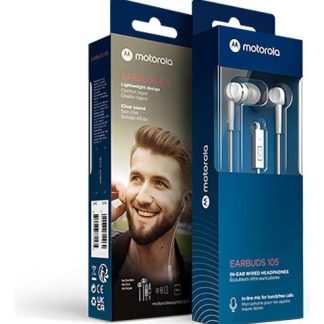 AUDIFONOS ALAMBRICOS MOTOROLA EARBUDS 105 - BLANCO NEGRO