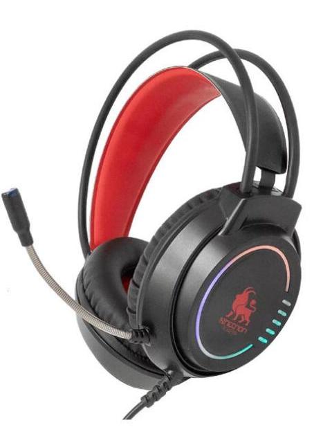 AUDIFONOS HEADSET GAMING OVEREAR NBHG KIMERA RGB ALAMBRICO 3.5MM USB PC CONSOLAS CELULAR MICROFONO FLEXIBLE INC ADAPTADOR ROJO