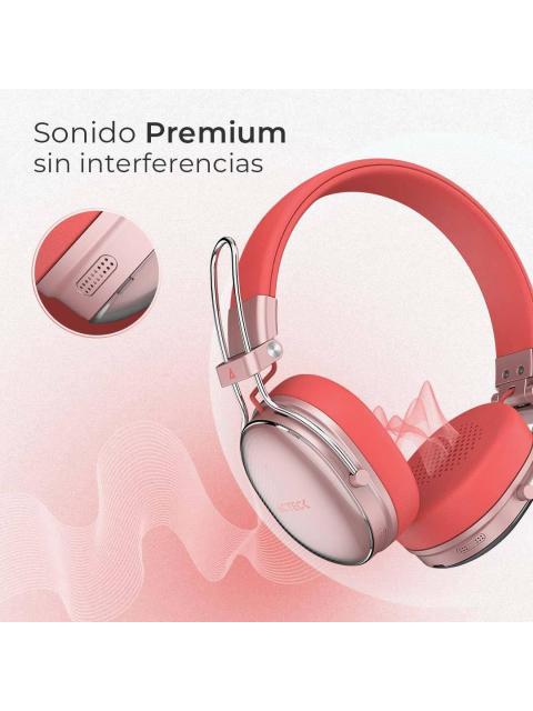 AUDIFONOS INALAMBRICOS BLUETOOTH LUXE CHIC HP710 ACTECK ELITE SERIES DURACION DE BATERIA HASTA 30H COLOR SALMON. AC940894 - Image 3