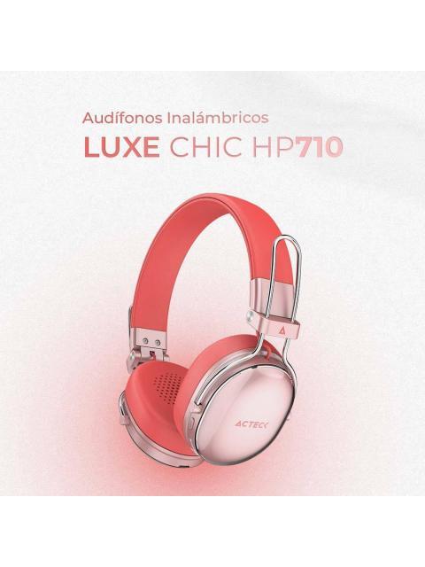 AUDIFONOS INALAMBRICOS BLUETOOTH LUXE CHIC HP710 ACTECK ELITE SERIES DURACION DE BATERIA HASTA 30H COLOR SALMON. AC940894 - Image 4