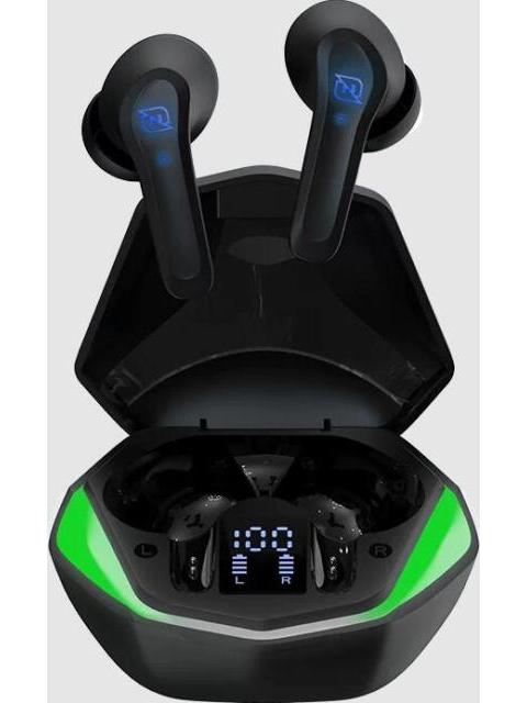 AUDIFONOS INEAR BLUETOOTH 5.1 TRUE WIRELESS GAMING SUPERBASS LUZ RGB 30MAH CAJA DE CARGA 200MAH MINIMA LATENCIA DISPLAY INFORMATIVO NEGRO