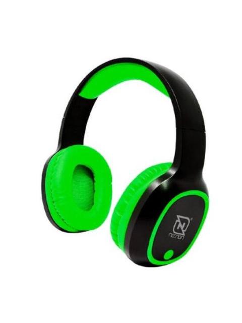 AUDIFONOS OVEREAR BLUETOOTH NBH04 PRO ALTA POTENCIA RADIO FM MICRO SD 3.5MML MANOS LIBRES NEGRO-VERDE