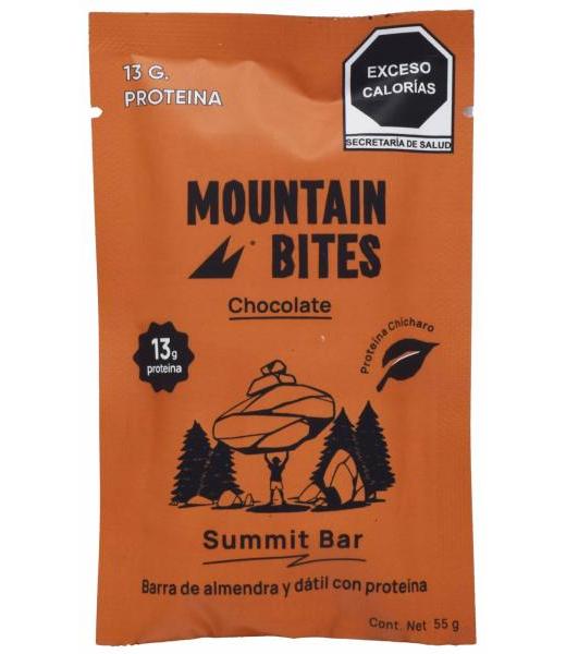 BARRA CON PROTEINA CHOCOLATE 55 G MOUNTAIN BITES P 10