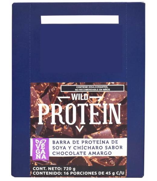 BARRA DE PROTEINA CHOCOLATE AMARGO 45 G WILD PROTEIN P 16