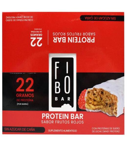 BARRA DE PROTEINA CUBIERTA DE CHOCOLATE FRUTOS ROJOS 65 G FIBO BA P 6