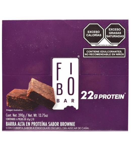 BARRA DE PROTEINA CUBIERTA DE CHOCOLATE OSCURO BROWNIE 65 G FIBO P 6