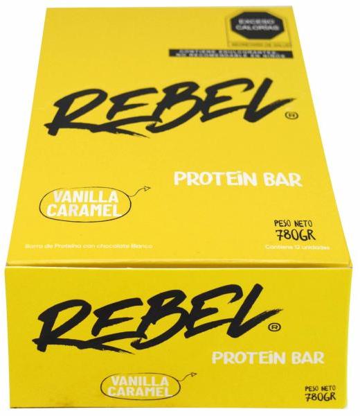BARRA DE PROTEINA VAINILLA CARAMELO 65G REBEL P 12