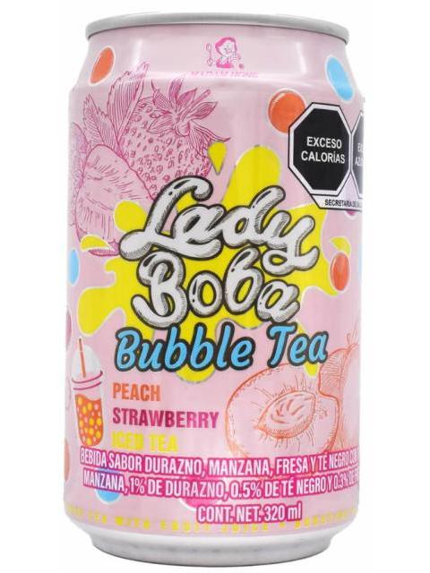BEBIDA BUBBLE TEA DURAZNO MANZANA FRESA 320 ML MADAM HONG