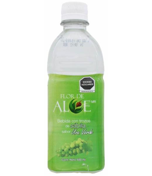 BEBIDA CON TROZOS DE SABILA UVA VERDE 500 ML FLOR DE ALOE