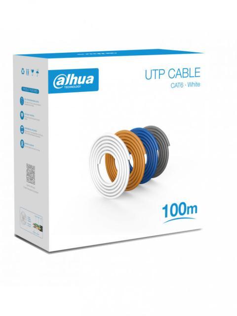 BOBINA DE 100 MTS DE CABLE UTP CAT6- 100 COBRE- COLOR BLANCO- CUBIERTA RETARDANTE DE FLAMA CON CERTIFICACION CE CPR ECA- IDEAL PARA VIDEO Y REDES NB