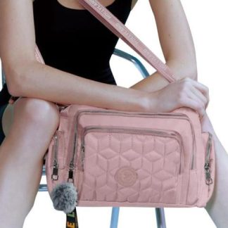 BOLSA CROSSBODY CAPITONADA CON LLAVERO PALO DE ROSA HOLLY LAND