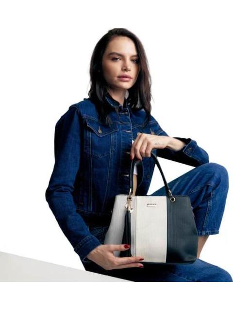 BOLSA SATCHEL CON BLOQUES DE COLOR NEGRO VI LINE - Image 3