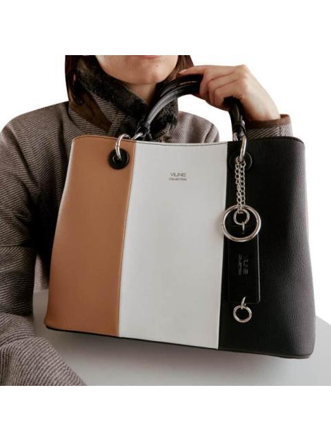 BOLSA SATCHEL CON BLOQUES DE COLOR NEGRO VI LINE - Image 4