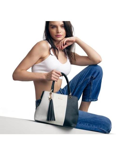 BOLSA SATCHEL CON BLOQUES DE COLOR NEGRO VI LINE - Image 6