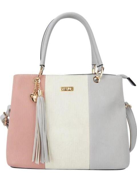 BOLSA SATCHEL CON BLOQUES DE COLOR ROSA VI LINE