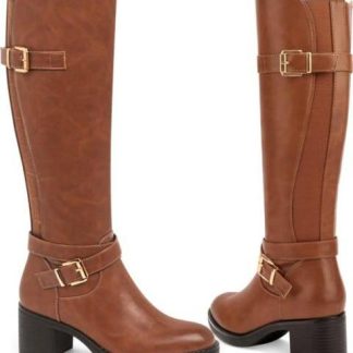 BOTA ALTA HEBILLA METALICA COGNAC TIERRA BENDITA